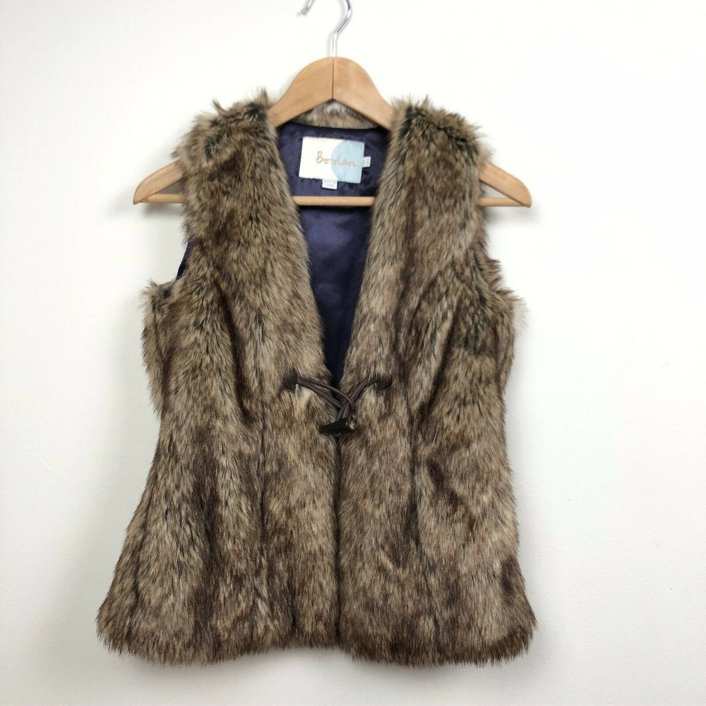 Boden Brown Faux Fur Vest With Closure - Picture 6 of 9